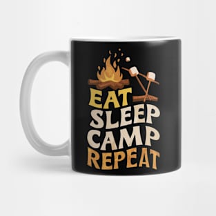 Eat Sleep Camp Repeat. Vintage Camping Mug